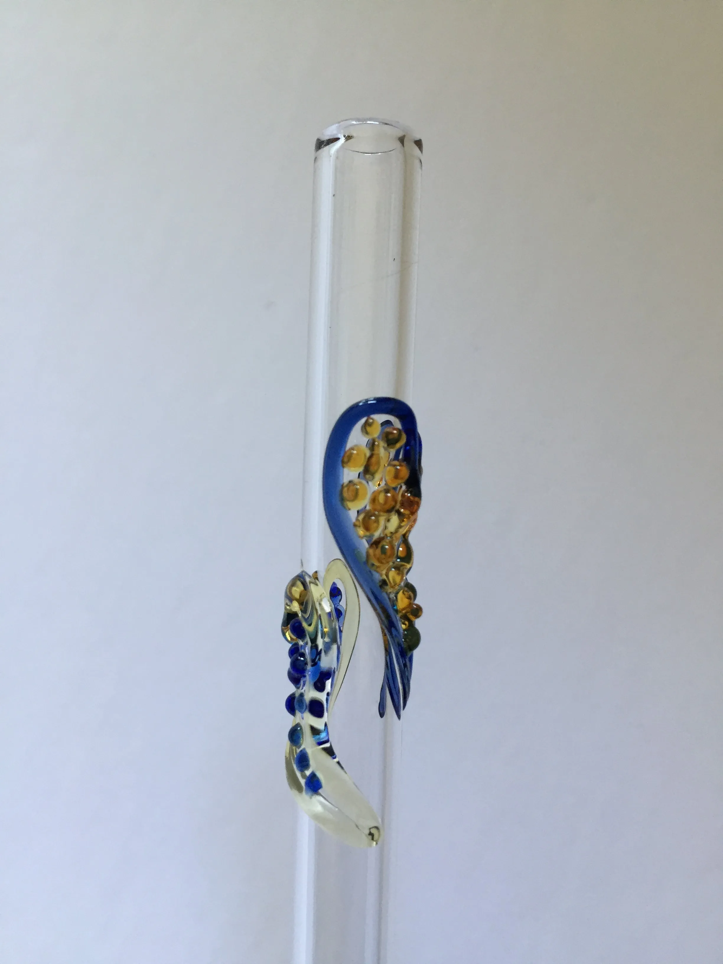 Blown Glass Straw - Transparent with Hearts