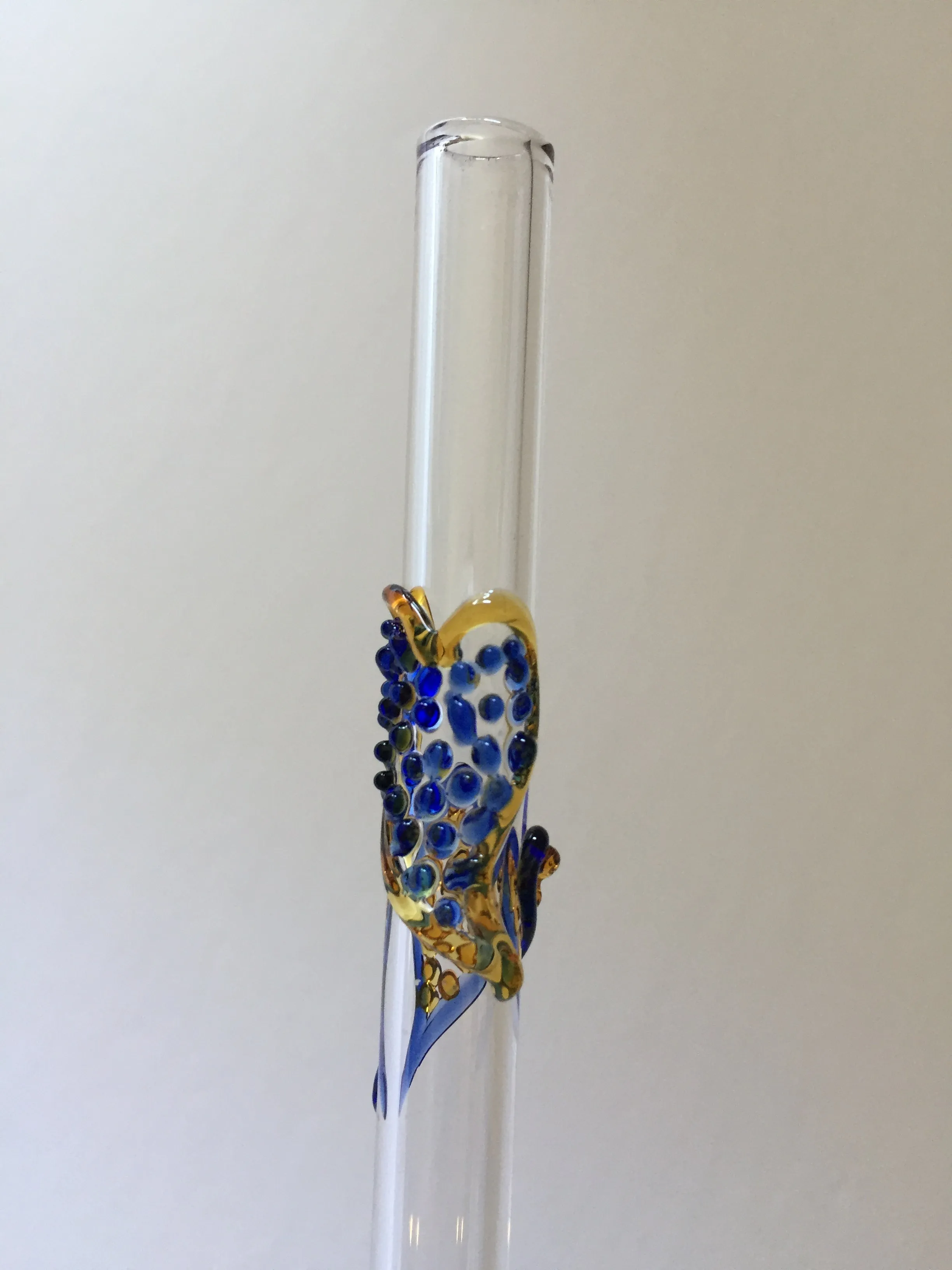 Blown Glass Straw - Transparent with Hearts