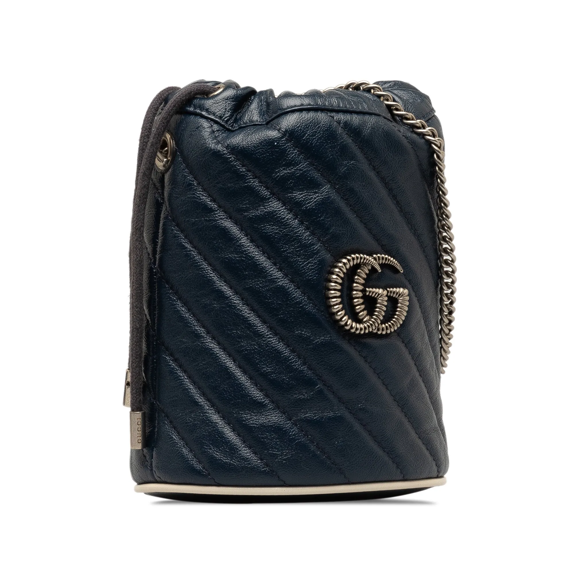 Blue Gucci Mini Torchon GG Marmont Bucket Bag