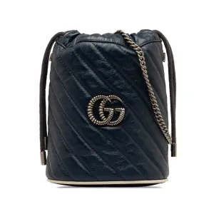 Blue Gucci Mini Torchon GG Marmont Bucket Bag
