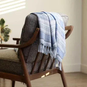 Blue Periwinkle Throw Blanket 56" X 65"  3.5" Tassels
