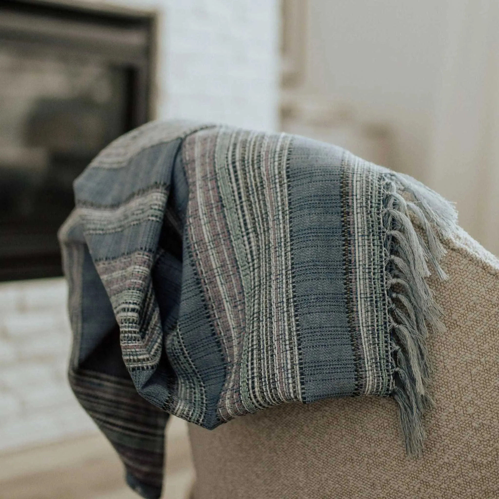 Blue Periwinkle Throw Blanket 56" X 65"  3.5" Tassels