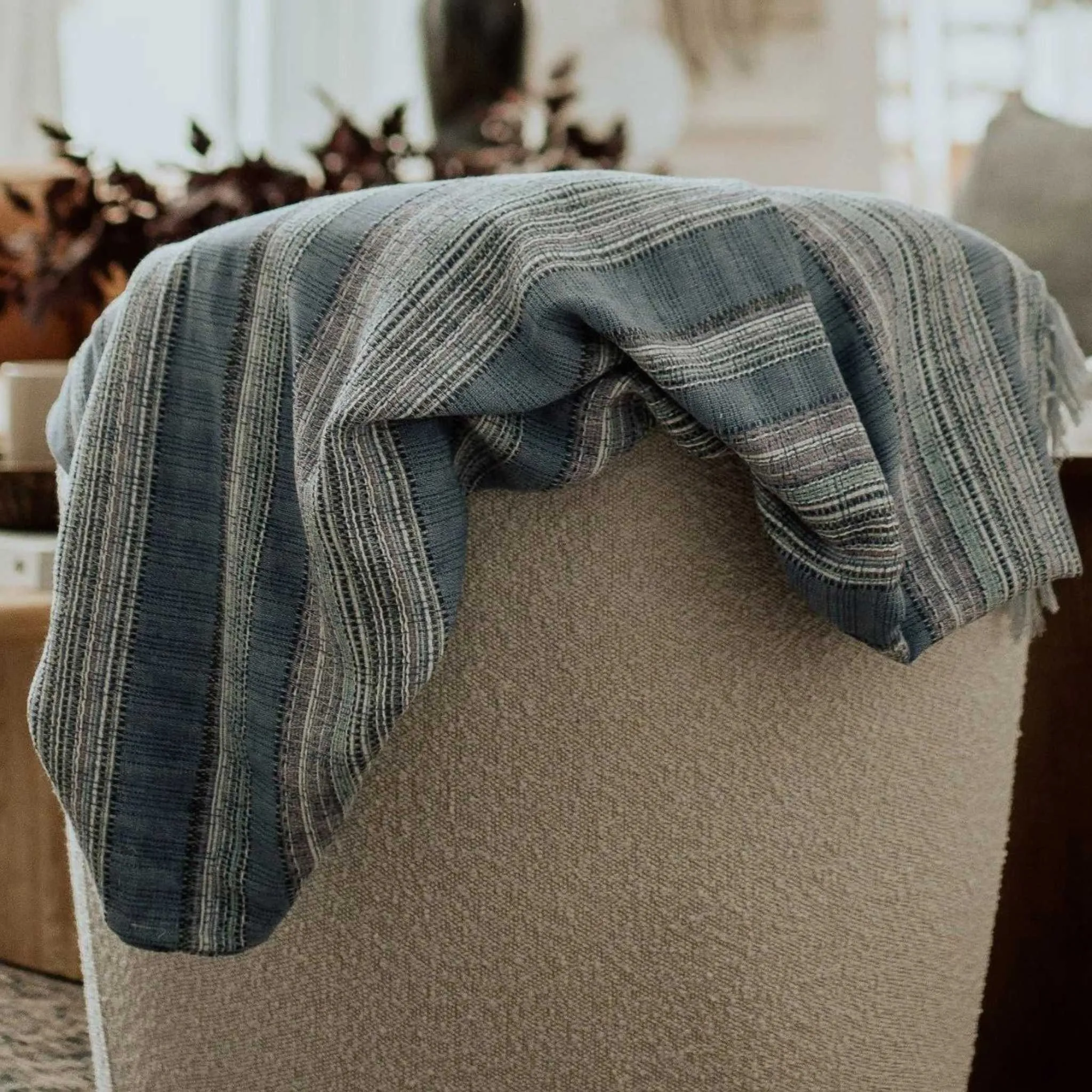 Blue Periwinkle Throw Blanket 56" X 65"  3.5" Tassels