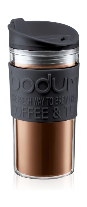 Bodum Travel Mug Double Walled Plastic With Click Lid Double Walled Black, 0.35 L