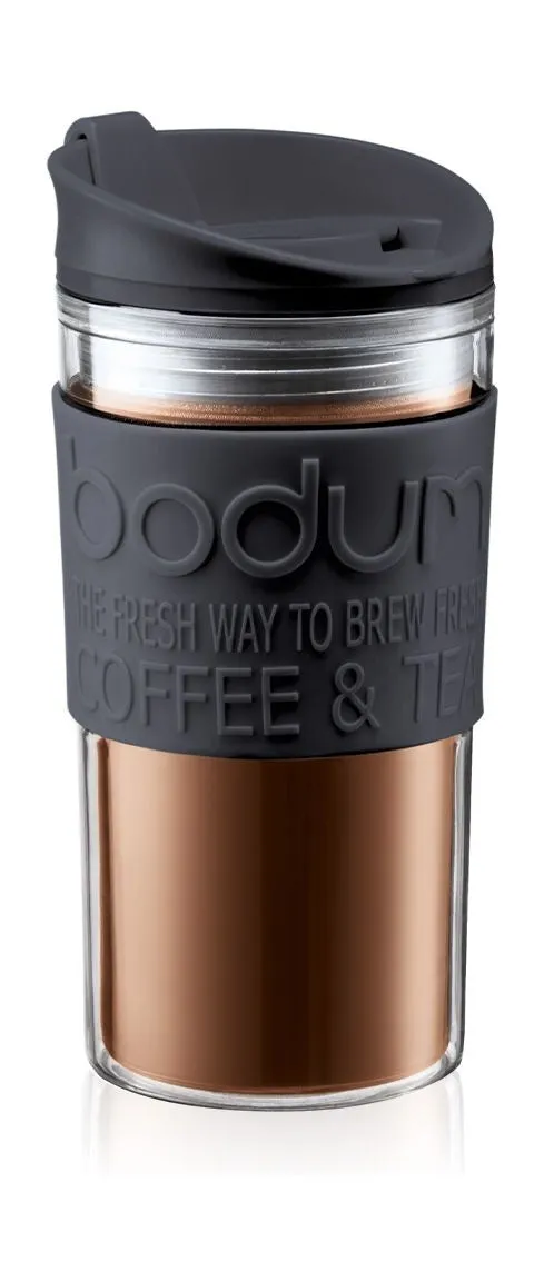 Bodum Travel Mug Double Walled Plastic With Click Lid Double Walled Black, 0.35 L