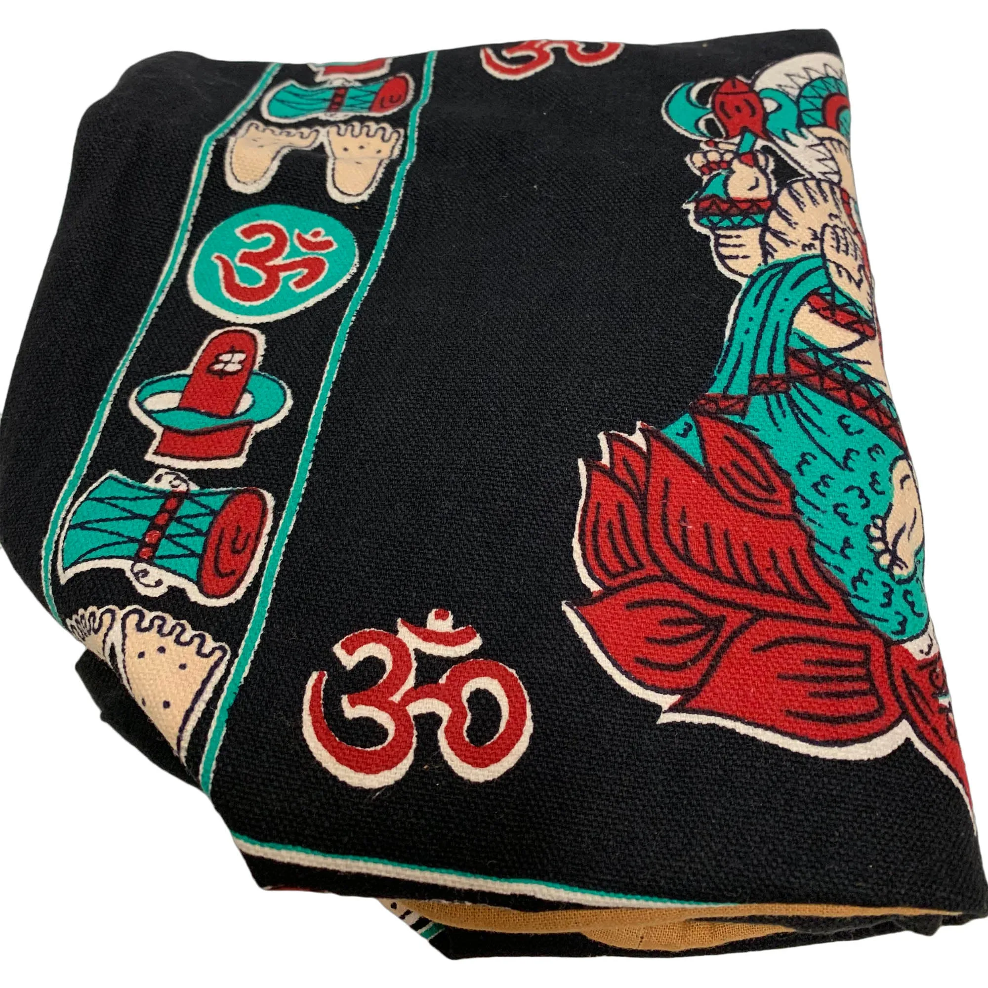 Bohemian Ganesh Om Block Print Sling Bag Rugged Cinch 20" Backpack