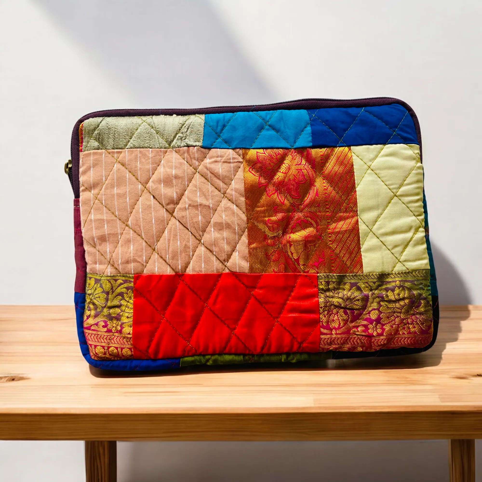 Bright Indian Weaves Patchwork Quilted Laptop Sleeve- 8 sizes available- Functional, Stylish