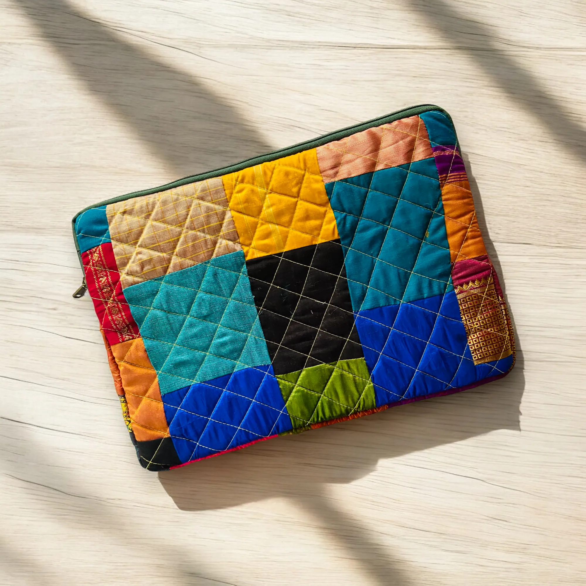 Bright Indian Weaves Patchwork Quilted Laptop Sleeve- 8 sizes available- Functional, Stylish