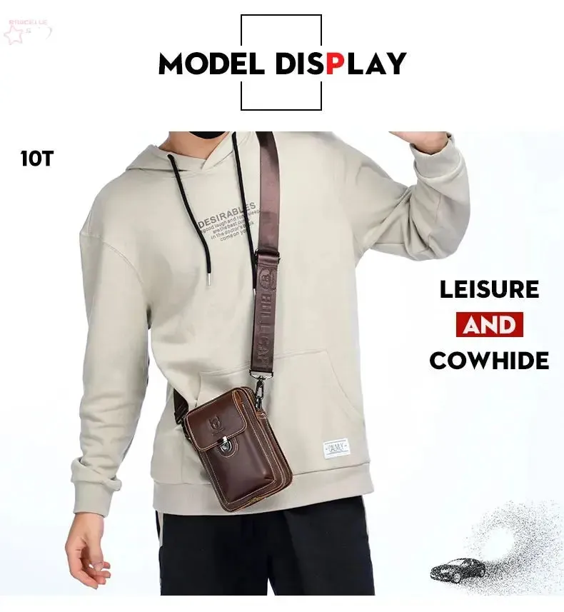 BROCELLES Crazy Horse Leather Male Waist
