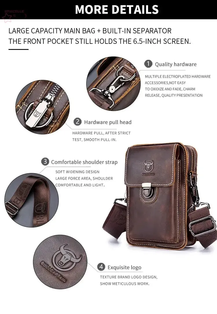 BROCELLES Crazy Horse Leather Male Waist