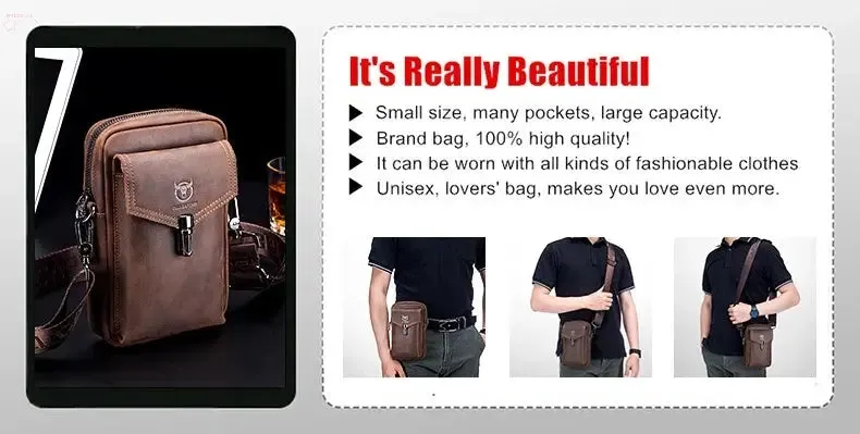 BROCELLES Crazy Horse Leather Male Waist