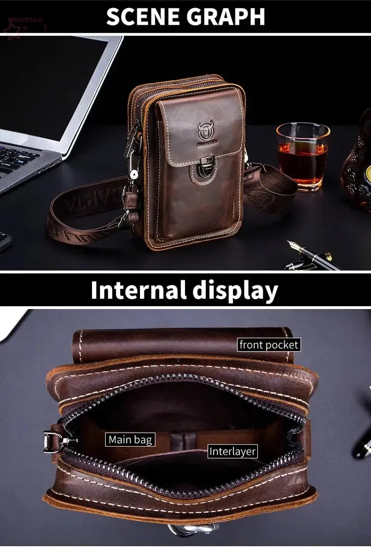 BROCELLES Crazy Horse Leather Male Waist