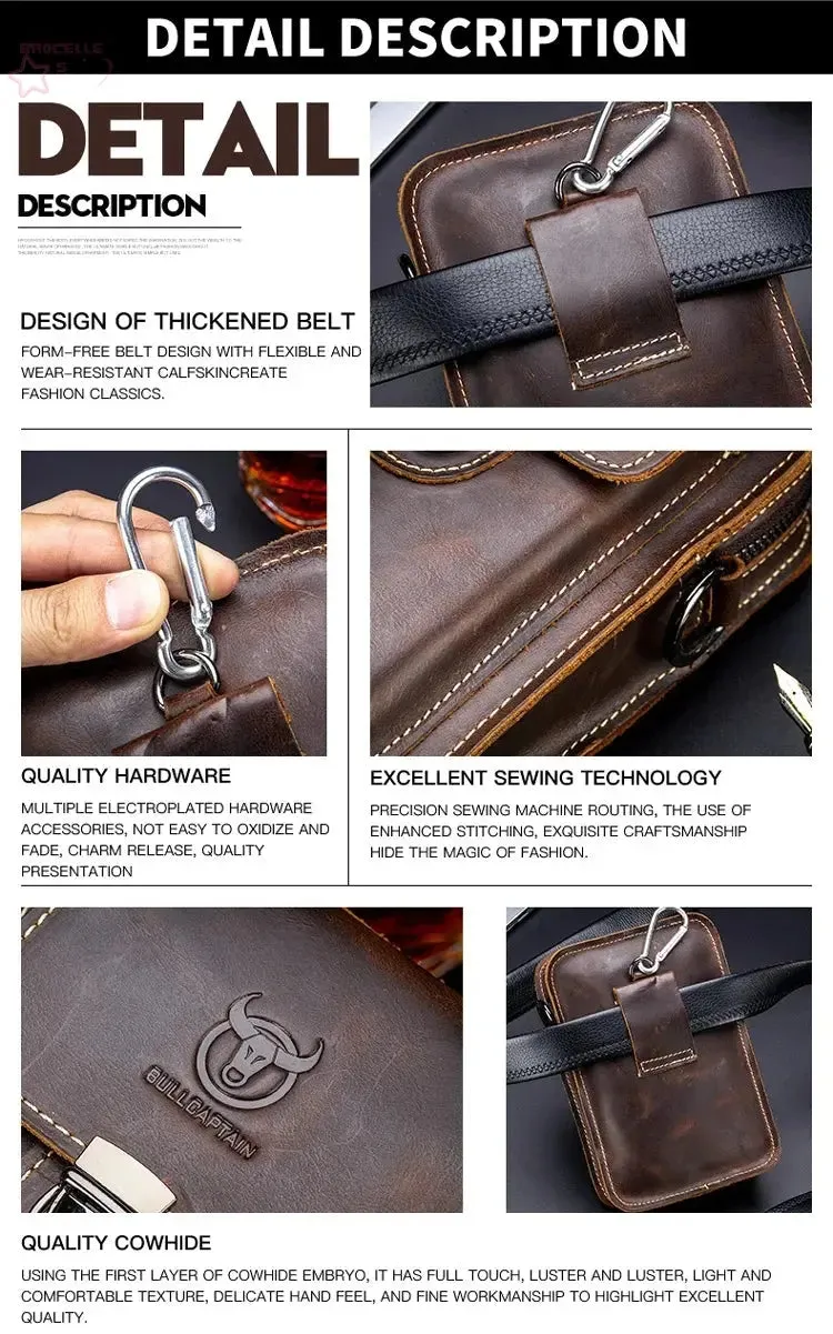 BROCELLES Crazy Horse Leather Male Waist