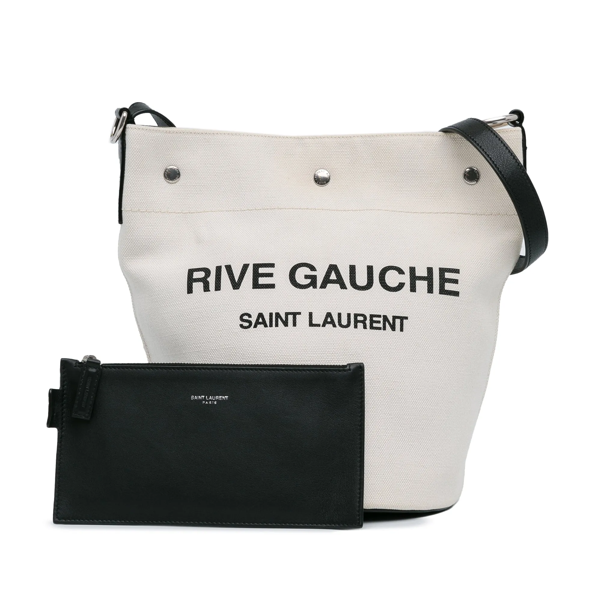 Brown Saint Laurent Canvas Rive Gauche Bucket Bag