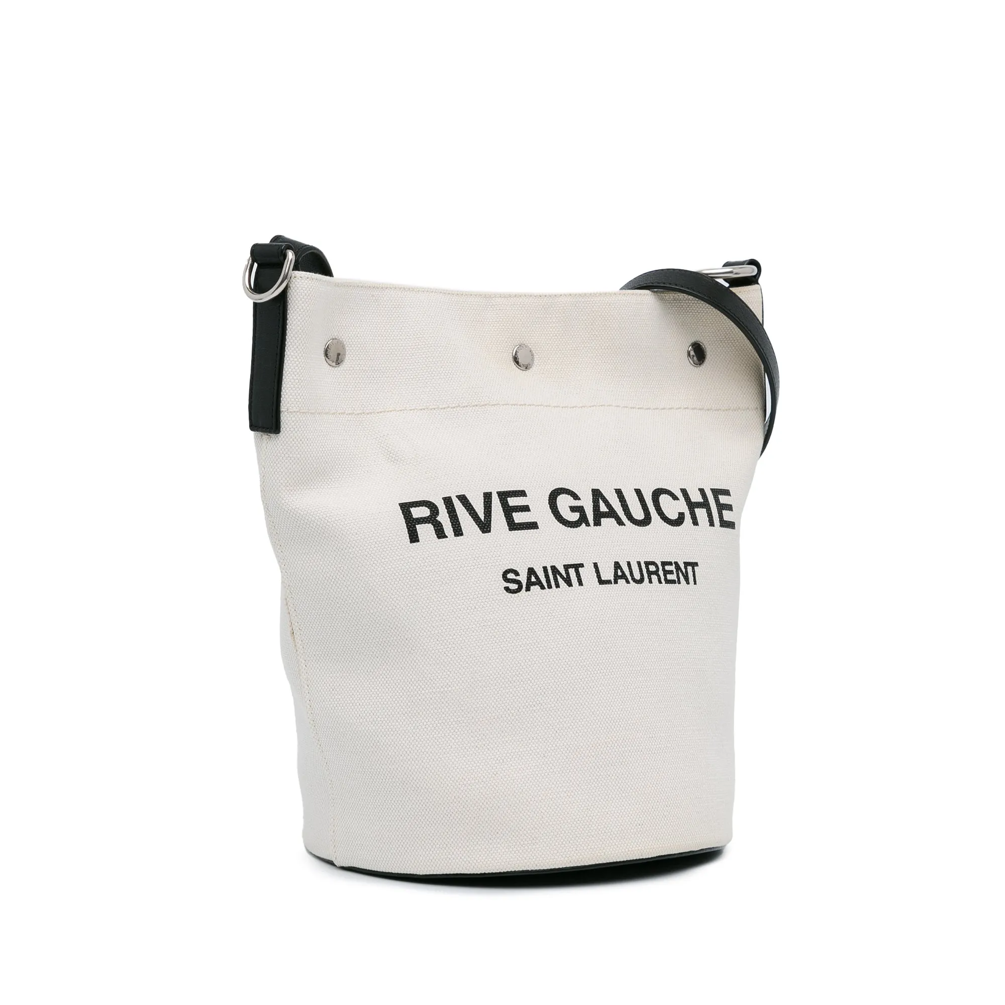 Brown Saint Laurent Canvas Rive Gauche Bucket Bag