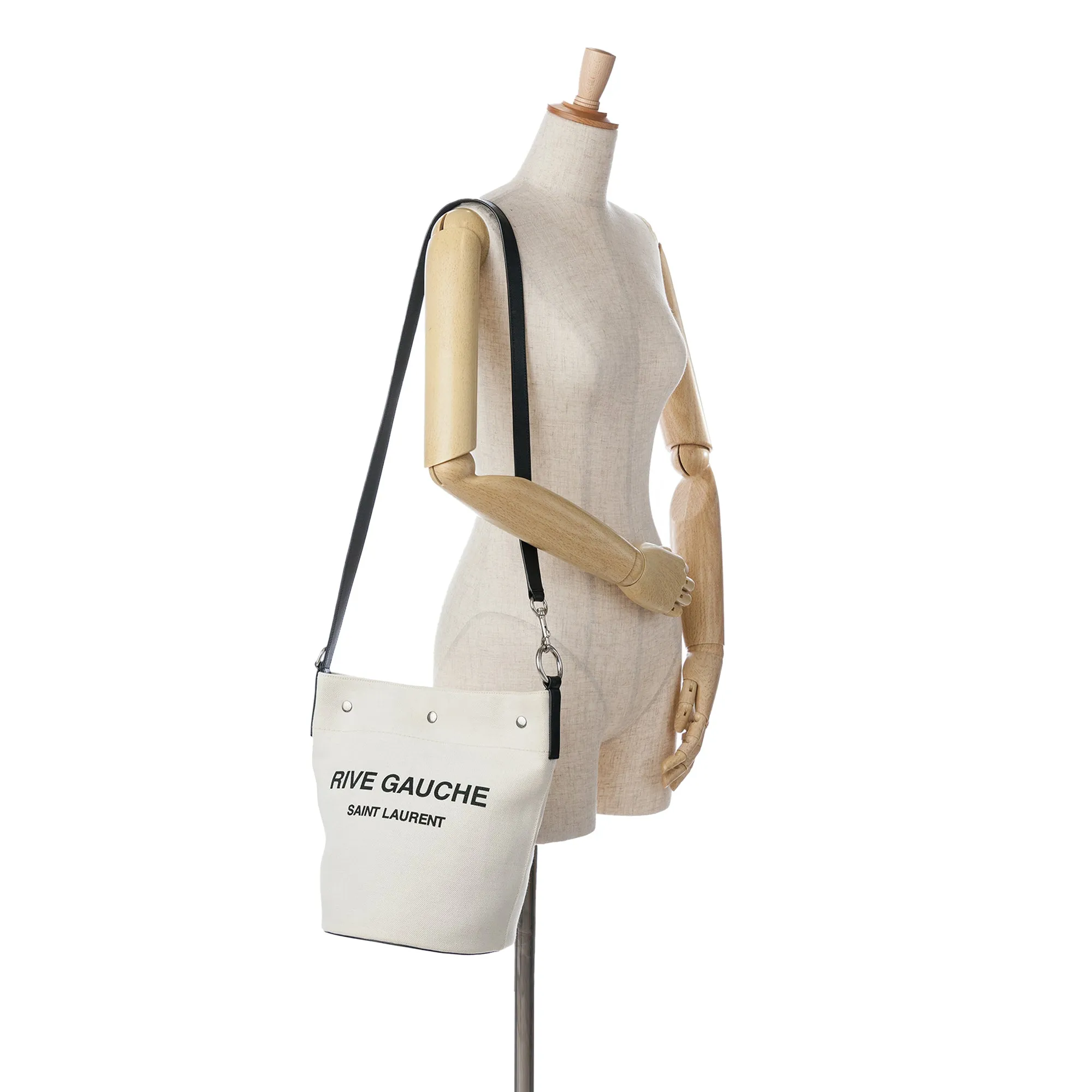 Brown Saint Laurent Canvas Rive Gauche Bucket Bag