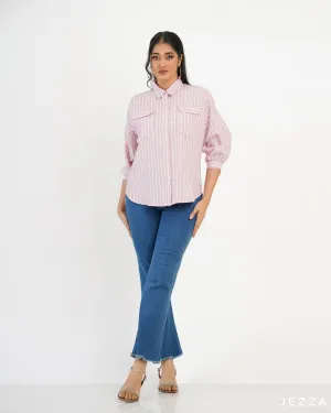 Button Down Polyester Top 57731