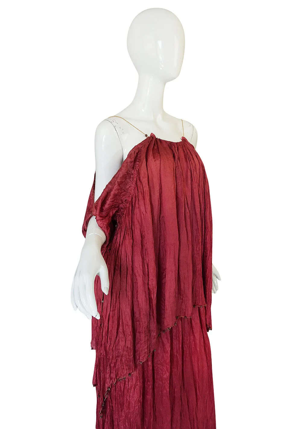 c1907-1920 Mariano Fortuny Pleated Muted Raspberry Silk Gown