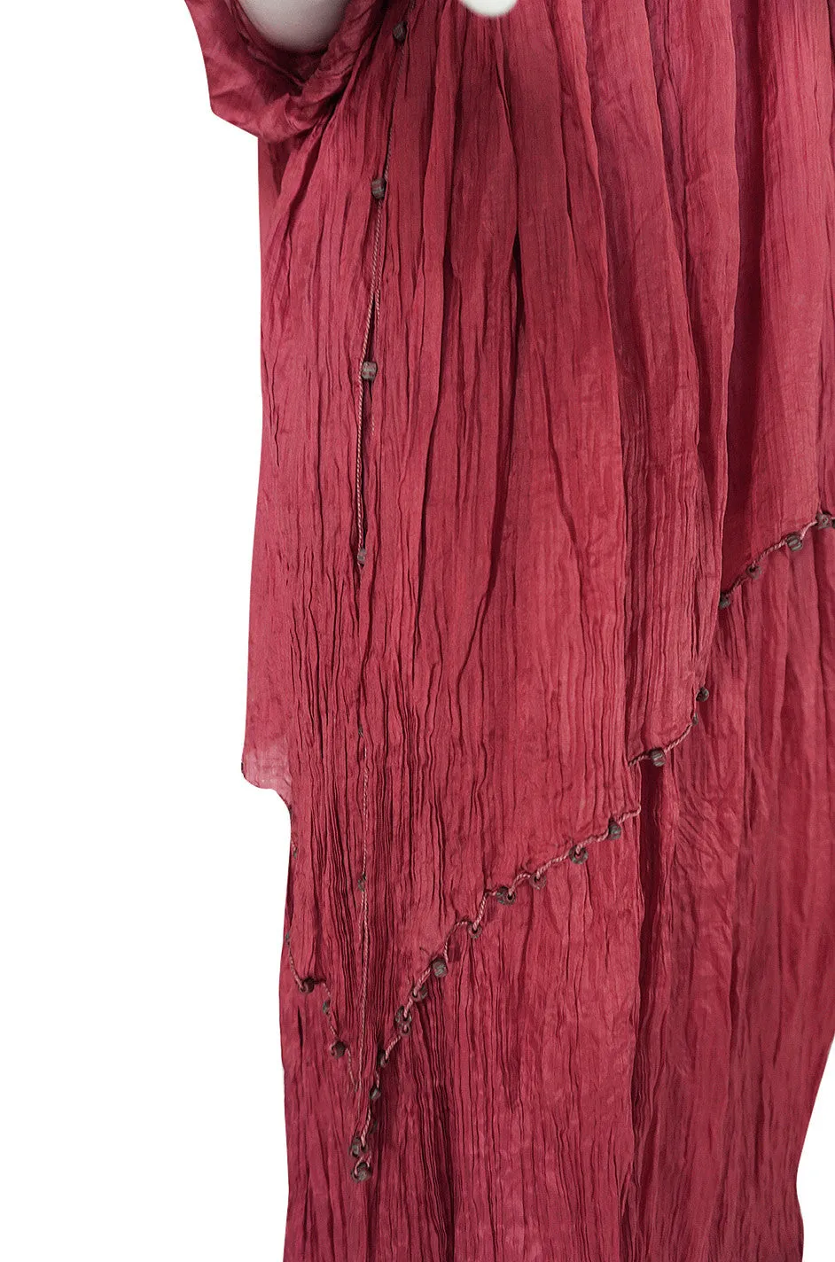 c1907-1920 Mariano Fortuny Pleated Muted Raspberry Silk Gown