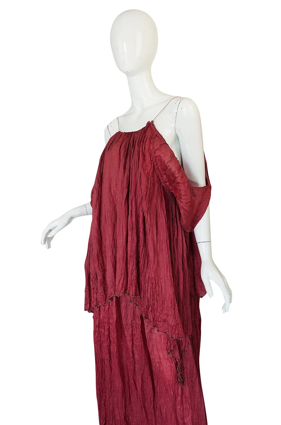 c1907-1920 Mariano Fortuny Pleated Muted Raspberry Silk Gown