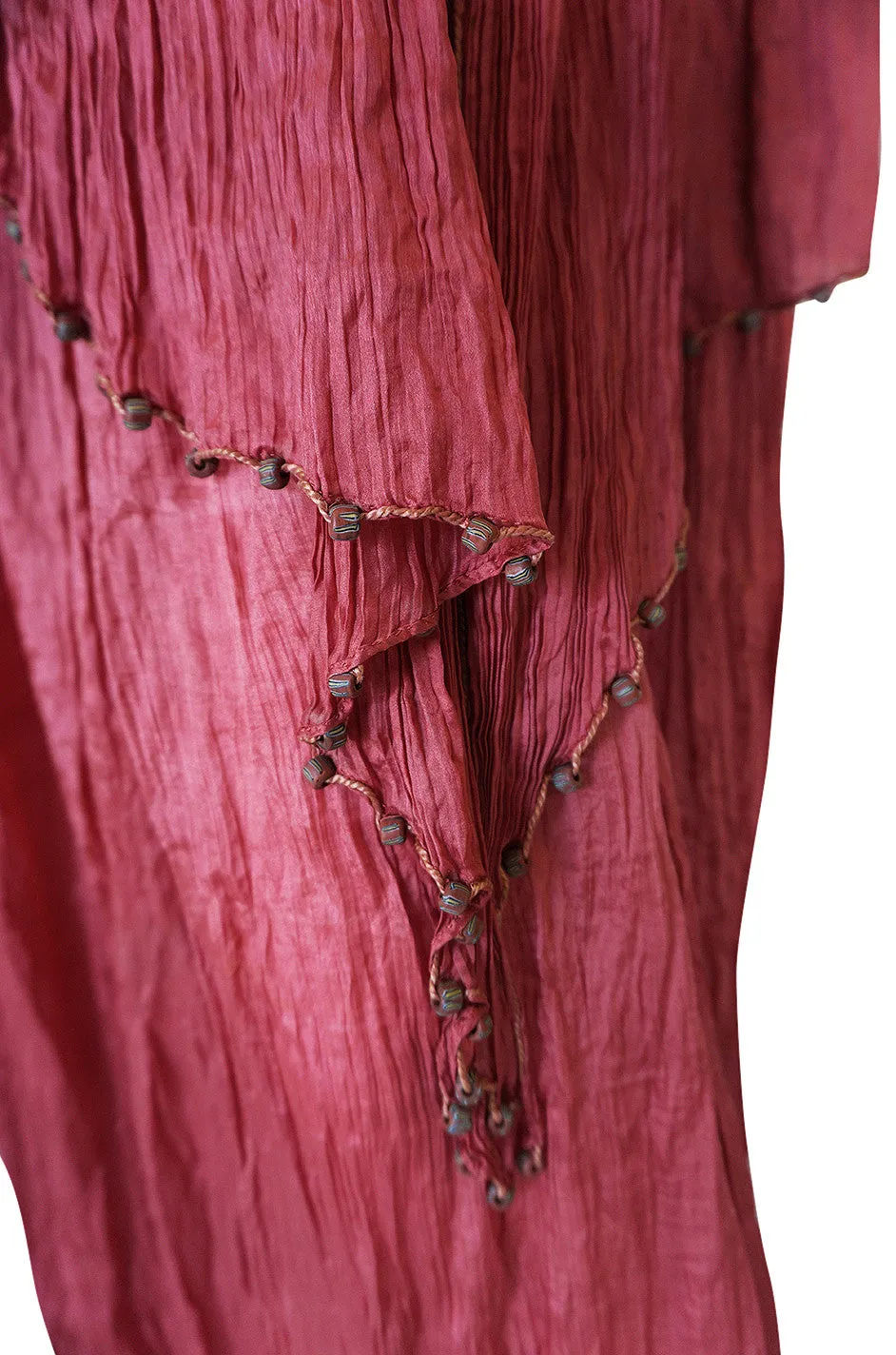 c1907-1920 Mariano Fortuny Pleated Muted Raspberry Silk Gown