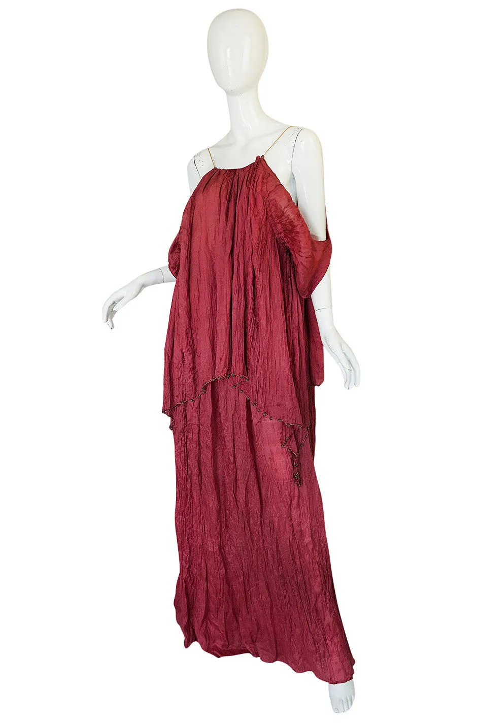c1907-1920 Mariano Fortuny Pleated Muted Raspberry Silk Gown