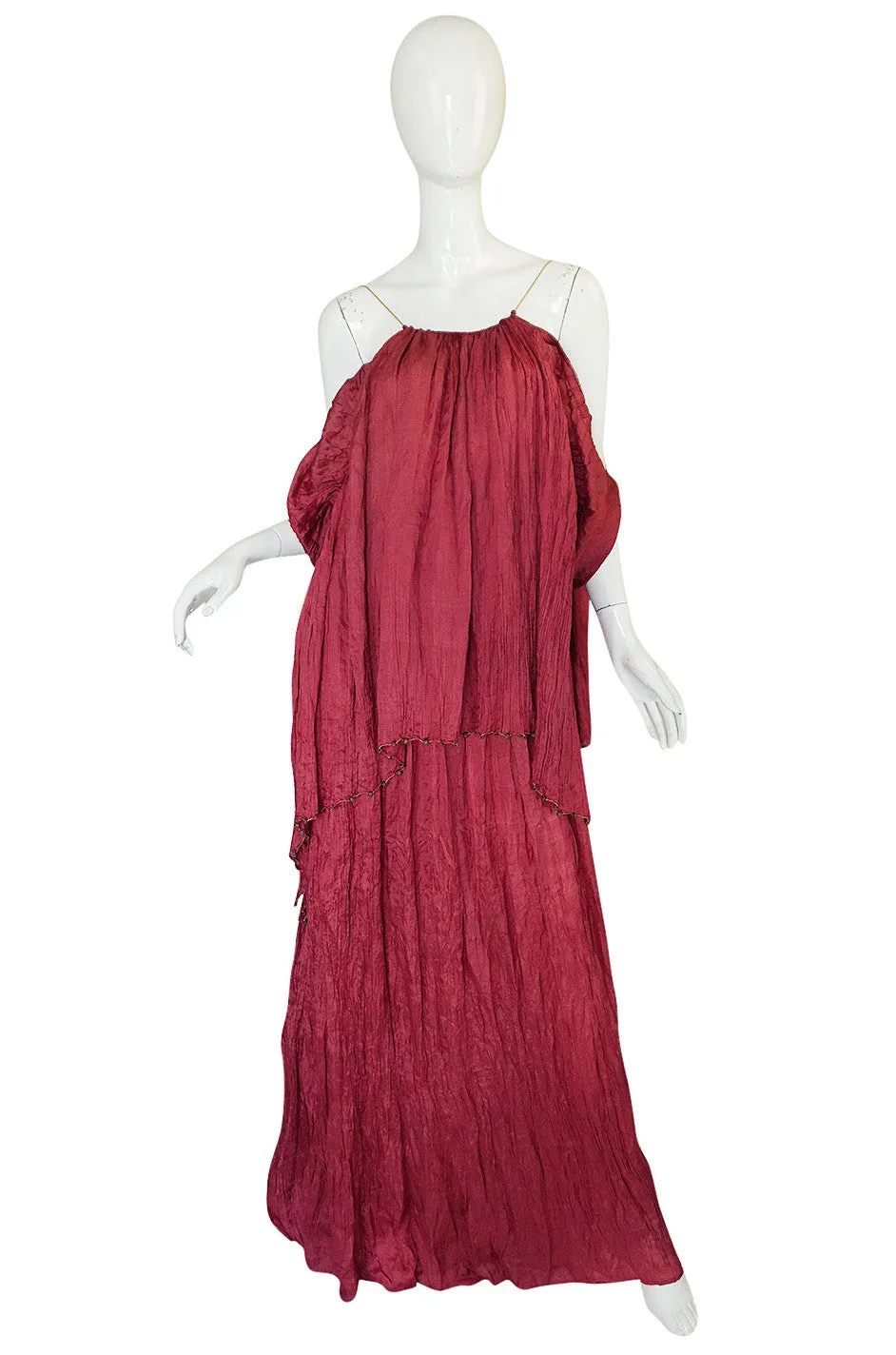 c1907-1920 Mariano Fortuny Pleated Muted Raspberry Silk Gown
