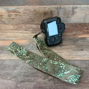 Camera Strap Sling Turquoise Brown Paisley- 2.5" W