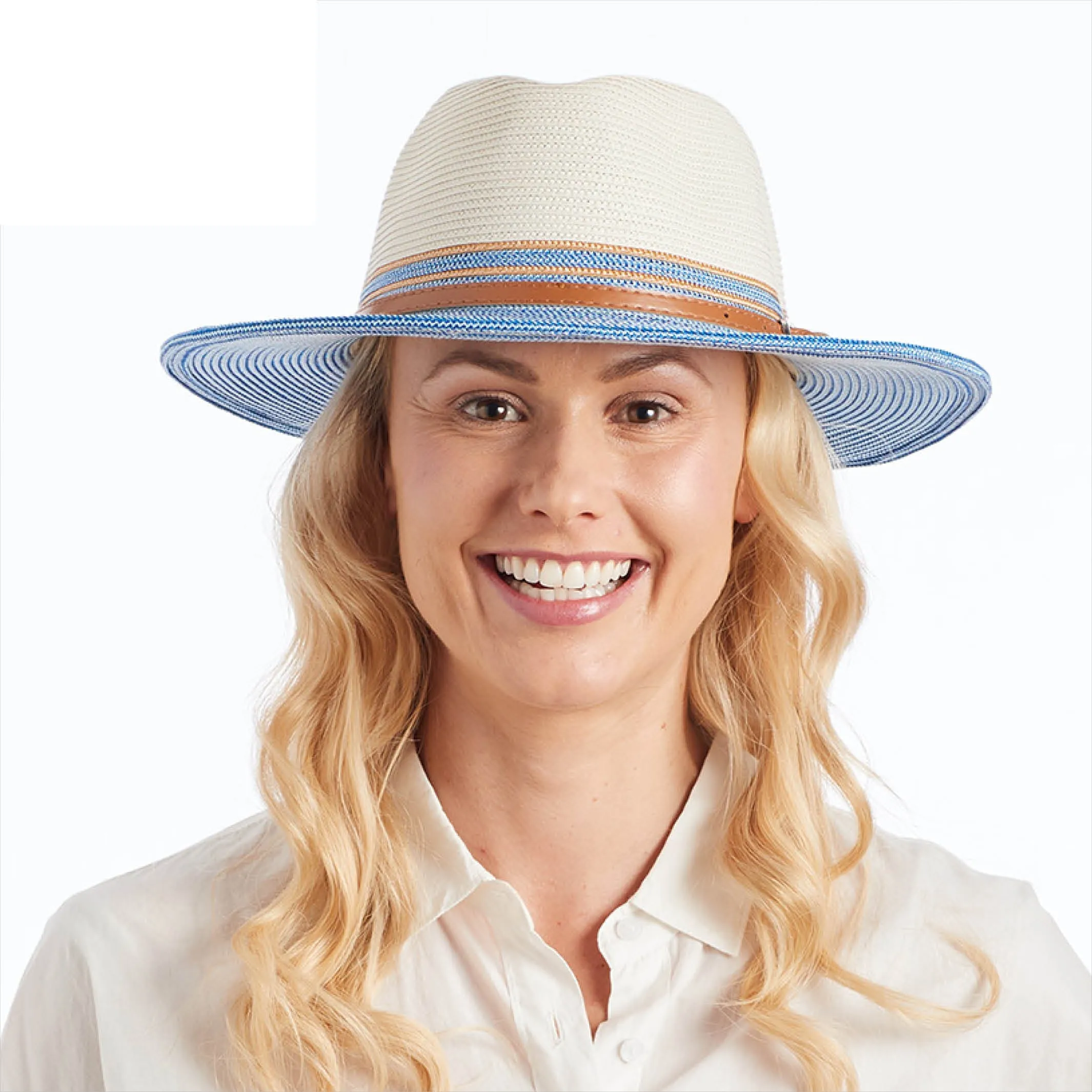Cancer Council Heritage Town & Country Summer Hat - Ivory/Ice Blue
