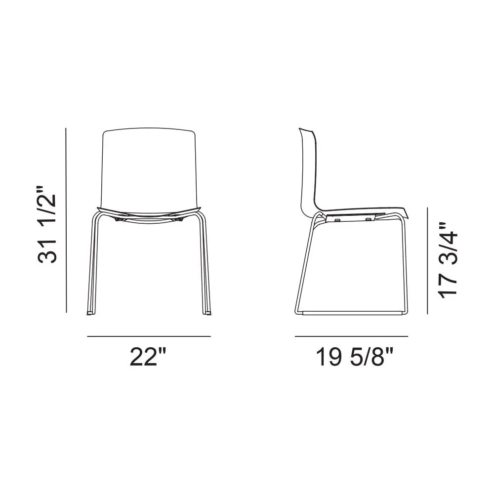 Catifa 46 Dual Color Dining Chair with Sled Base