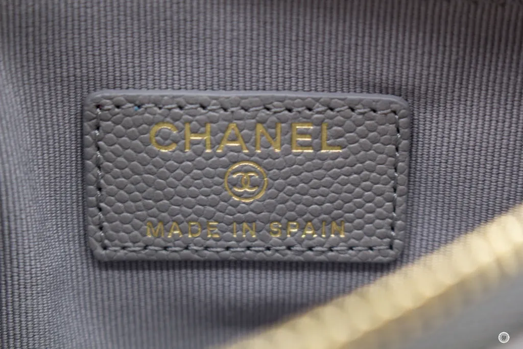 Chanel A82365 Y33352  Classic Mini Pouch NJ531   Grey Caviar Shoulder Bags Pbhw