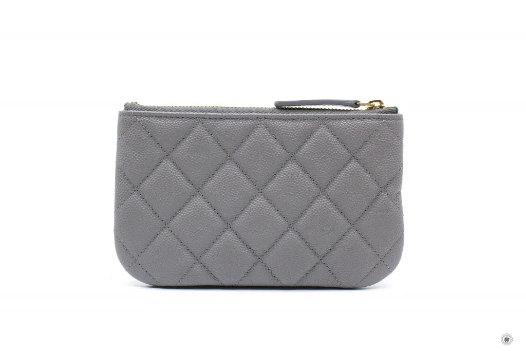 Chanel A82365 Y33352  Classic Mini Pouch NJ531   Grey Caviar Shoulder Bags Pbhw