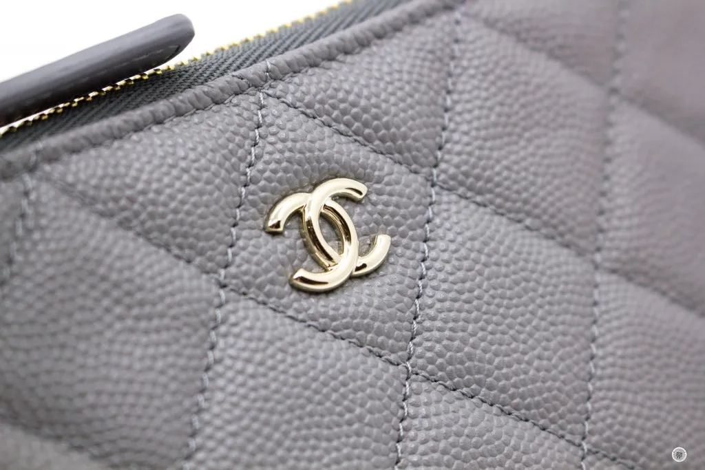 Chanel A82365 Y33352  Classic Mini Pouch NJ531   Grey Caviar Shoulder Bags Pbhw