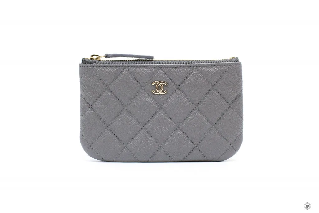 Chanel A82365 Y33352  Classic Mini Pouch NJ531   Grey Caviar Shoulder Bags Pbhw