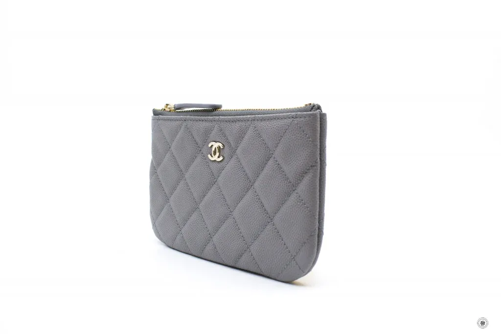 Chanel A82365 Y33352  Classic Mini Pouch NJ531   Grey Caviar Shoulder Bags Pbhw