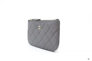 Chanel A82365 Y33352  Classic Mini Pouch NJ531   Grey Caviar Shoulder Bags Pbhw