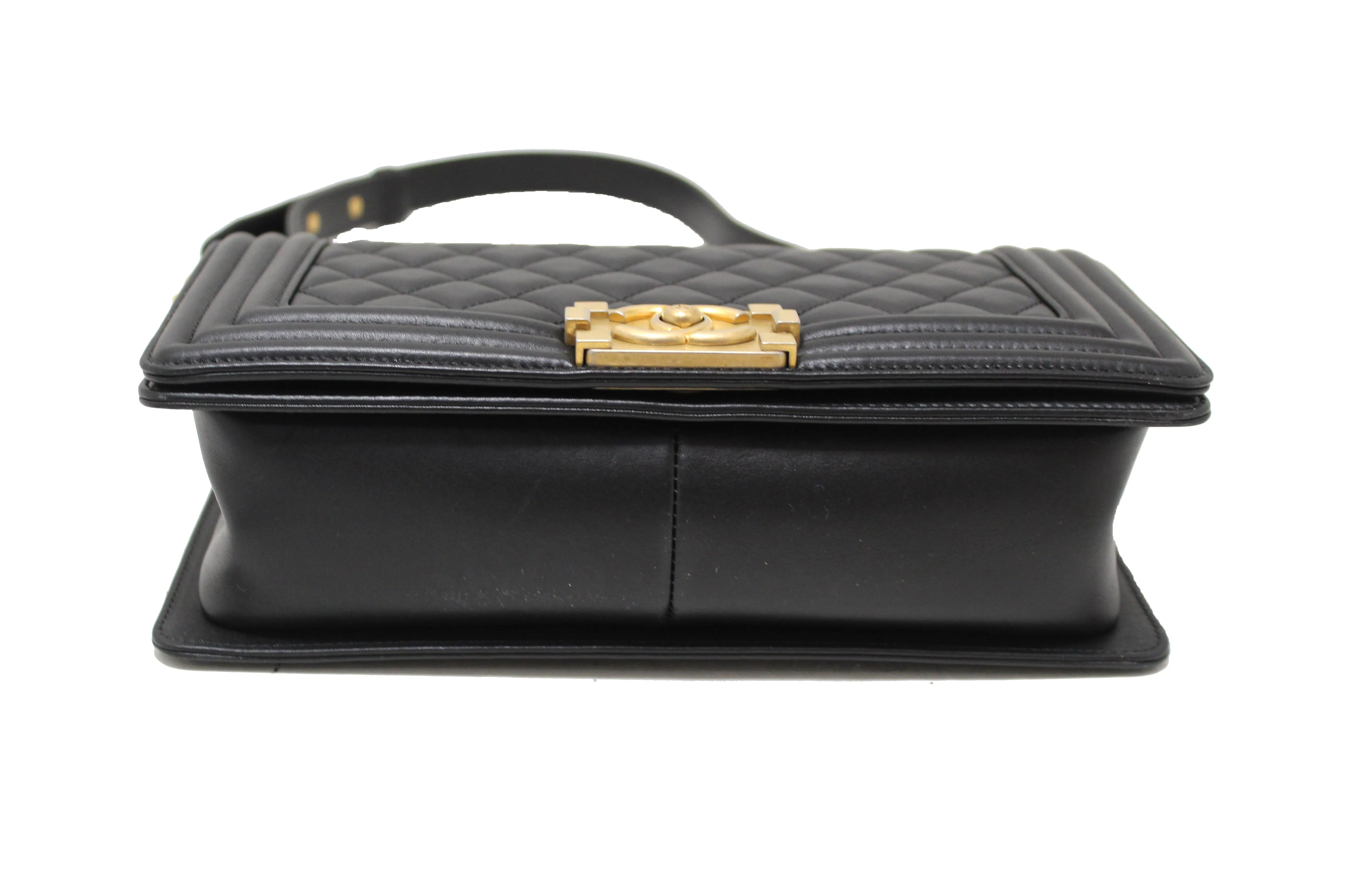 Chanel Black Quilted Lambskin Leather Medium Boy Shoulder Bag
