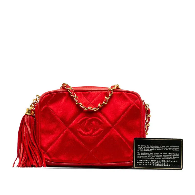 Chanel Classic Satin Camera Bag Canvas Shoulder Bag in Good condition