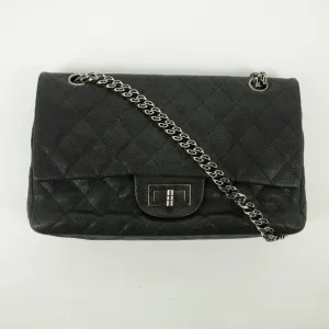 Chanel Matlasse Caviar Skin 2.55 Double Flap Chain Shoulder Bag Black #2534