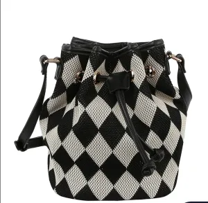 Check Print Drawstring Bag