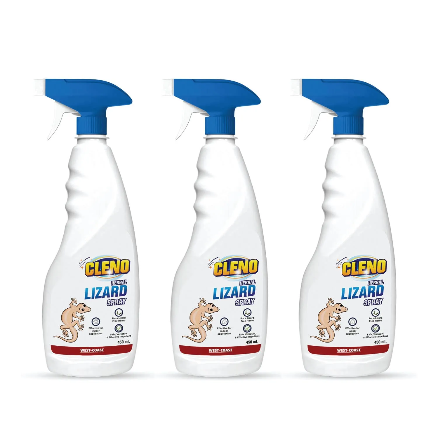 Cleno Herbal Lizard Repellent Spray | Completely Herbal | Made with Camphor, Lavender Oil & Eucalyptus Oil | Eco-friendly & Biodegradable | Baby-Safe, Skin-Safe – 450ml (Pack of 3) (Ready to Use)
