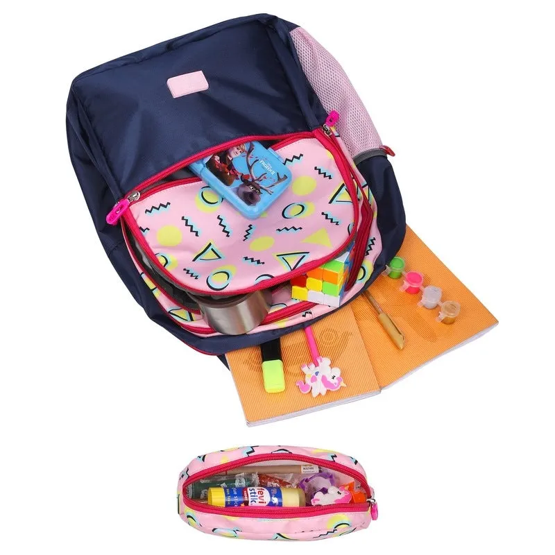 Combo: Clownfish Edutrek Series School Backpack & Pencil Pouch | 33.5 L | Rose Pink