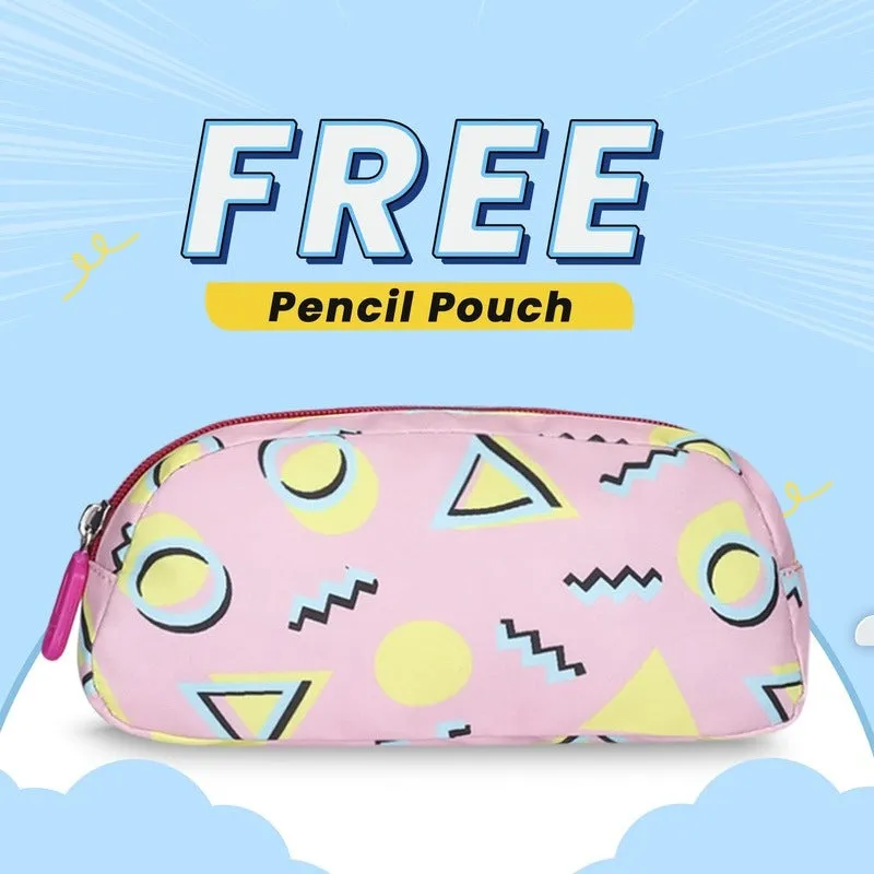 Combo: Clownfish Edutrek Series School Backpack & Pencil Pouch | 33.5 L | Rose Pink