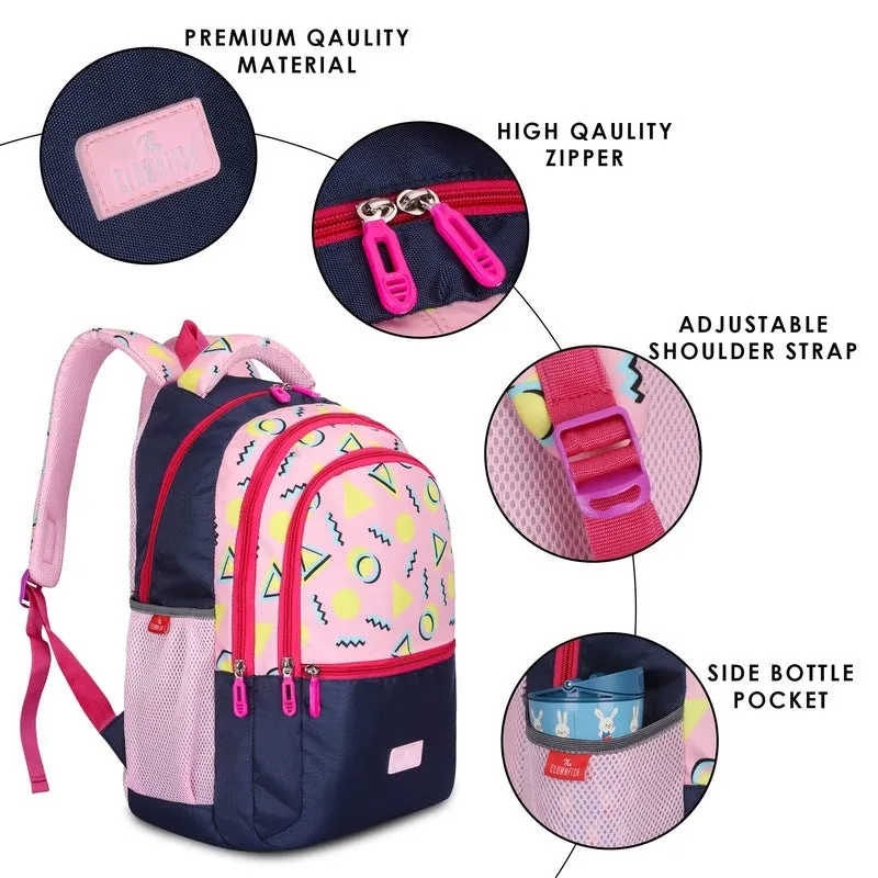 Combo: Clownfish Edutrek Series School Backpack & Pencil Pouch | 33.5 L | Rose Pink