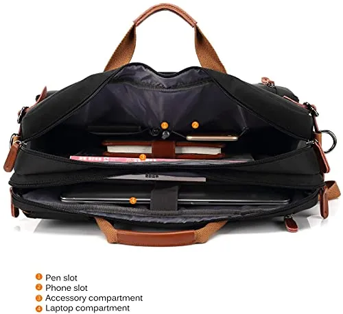 Convertible Backpack Messenger Bag - Shoulder Laptop Case