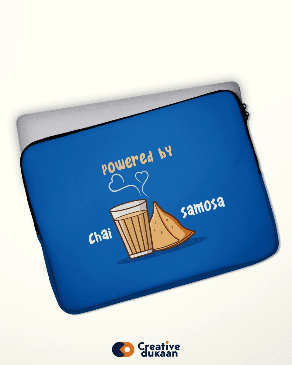 Cool Blue Laptop Sleeves with Text "Chai Samosa"