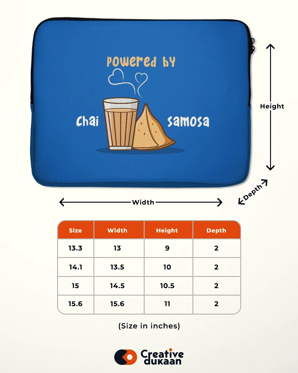 Cool Blue Laptop Sleeves with Text "Chai Samosa"