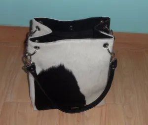 Cowhide Leather Bucket Bag