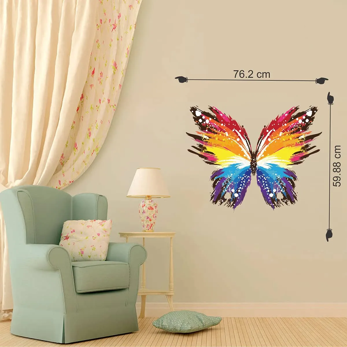 Decoration Designs Butterfly Abstract Wall Sticker Door,Window, Design Decal Standar(Cover Area:-76x69cm)