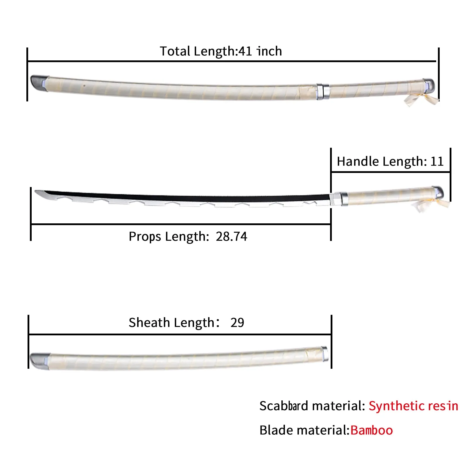 Demon Slayer Inosuke Hashibira Nichirin Wooden Katana for Cosplay | 105 Cms |